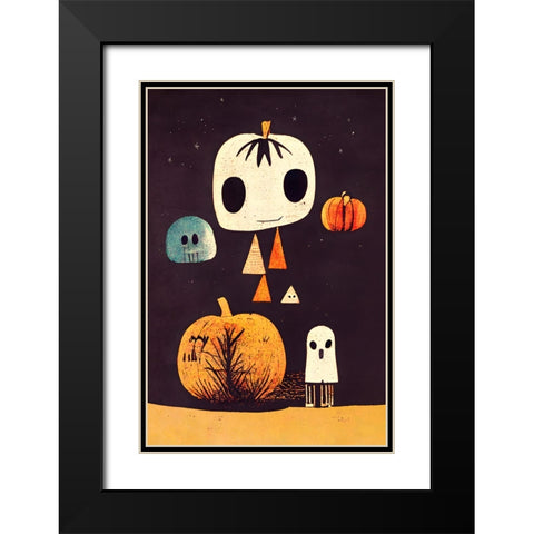 Boo! Black Modern Wood Framed Art Print with Double Matting by Treechild