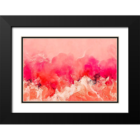 Pink Wave Black Modern Wood Framed Art Print with Double Matting by Treechild