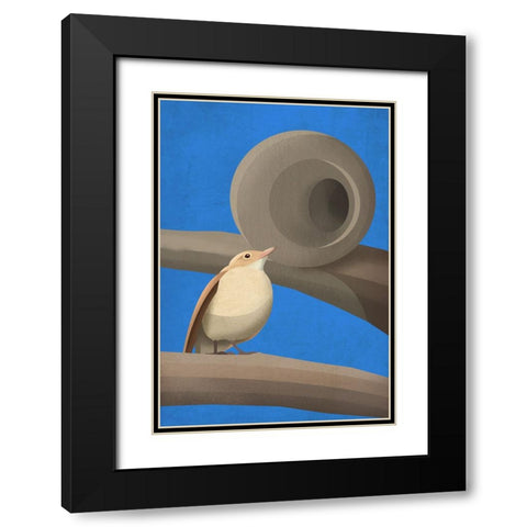 Hornero Black Modern Wood Framed Art Print with Double Matting by Caballero, Franco