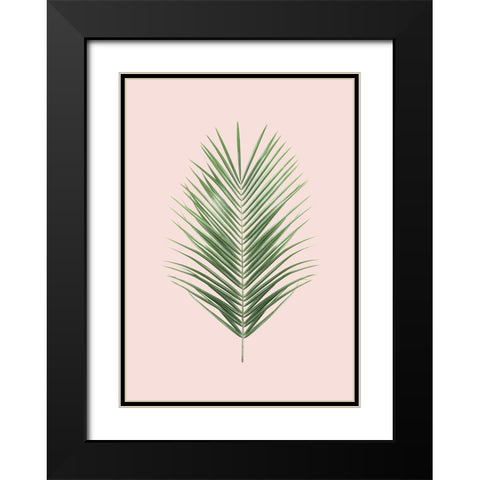 Palm Leaf Blush Black Modern Wood Framed Art Print with Double Matting by Pienaar, Kathrin