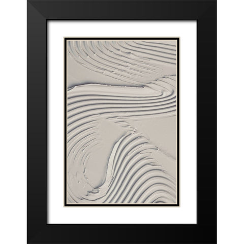 Mud Texture 14 Beige Black Modern Wood Framed Art Print with Double Matting by Pictufy Studio III