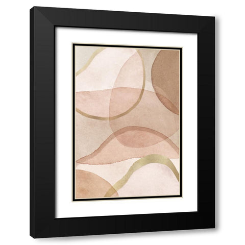 Blush and Brown Abstract Black Modern Wood Framed Art Print with Double Matting by Pienaar, Kathrin