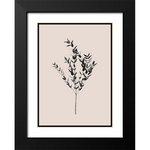 Inky Botanical Black Modern Wood Framed Art Print with Double Matting by Pienaar, Kathrin