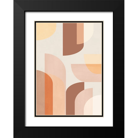 Retro Geometric Black Modern Wood Framed Art Print with Double Matting by Pienaar, Kathrin
