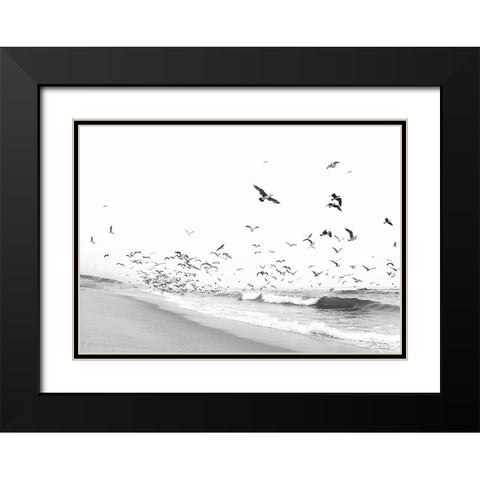Seascape BW Black Modern Wood Framed Art Print with Double Matting by Pienaar, Kathrin