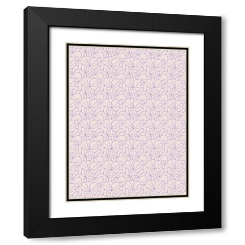 Cute Purple Flower Pattern Black Modern Wood Framed Art Print with Double Matting by Treechild