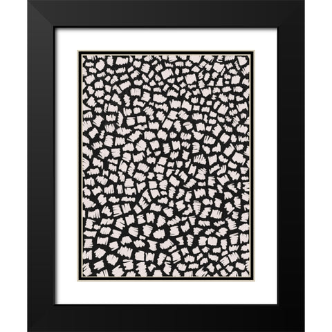White Doodle Zigzag Black Modern Wood Framed Art Print with Double Matting by Treechild