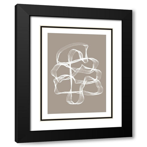 Ink White and Beige Black Modern Wood Framed Art Print with Double Matting by Treechild