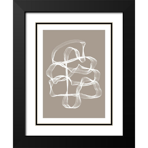 Ink White and Beige Black Modern Wood Framed Art Print with Double Matting by Treechild