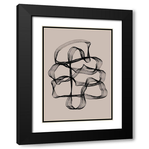 Ink Black and Beige Black Modern Wood Framed Art Print with Double Matting by Treechild
