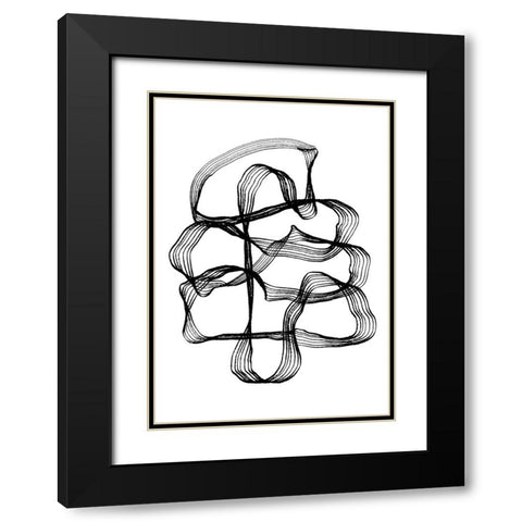 Ink Black and White Black Modern Wood Framed Art Print with Double Matting by Treechild