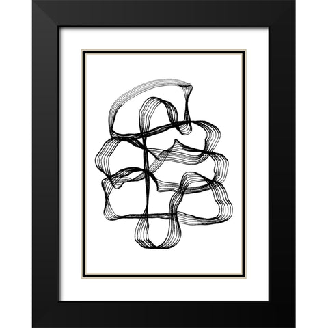 Ink Black and White Black Modern Wood Framed Art Print with Double Matting by Treechild