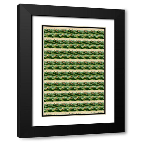 Cute Village Pattern Black Modern Wood Framed Art Print with Double Matting by Treechild