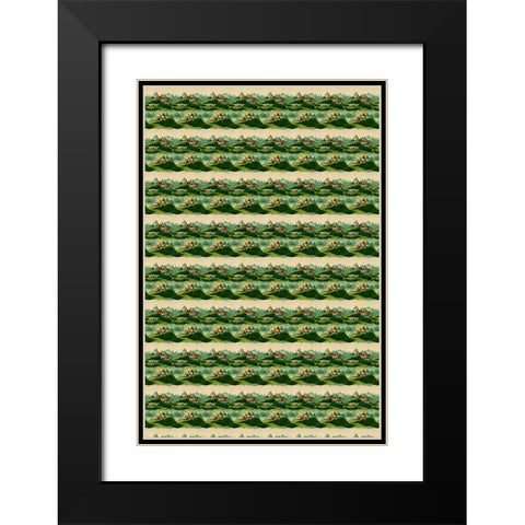 Cute Village Pattern Black Modern Wood Framed Art Print with Double Matting by Treechild