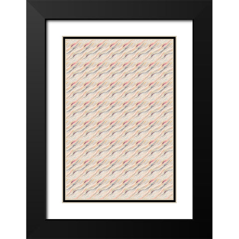 Pastel Waves Pattern Black Modern Wood Framed Art Print with Double Matting by Treechild
