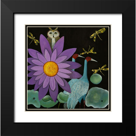 Lotus Black Modern Wood Framed Art Print with Double Matting by Ri, Isabelle