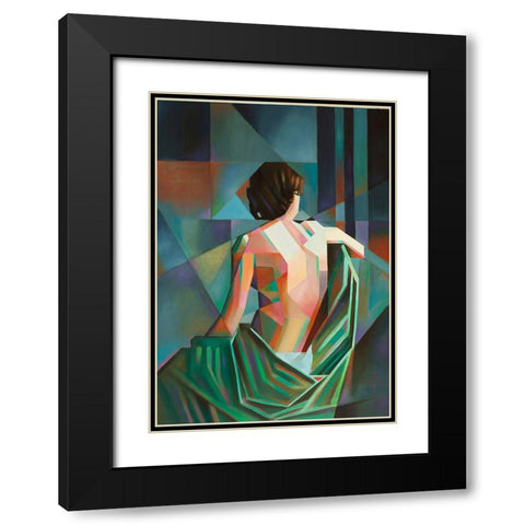 Homage to EugAune DurieuaÂ€Â™s Seated Female Nude aÂ€Â“ 02-08-22 Black Modern Wood Framed Art Print with Double Matting by Akkers, Corne