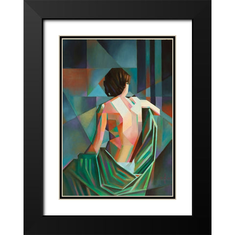 Homage to EugAune DurieuaÂ€Â™s Seated Female Nude aÂ€Â“ 02-08-22 Black Modern Wood Framed Art Print with Double Matting by Akkers, Corne