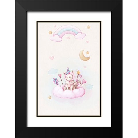 Meow - Im a unicorn Black Modern Wood Framed Art Print with Double Matting by Thai, Xuan