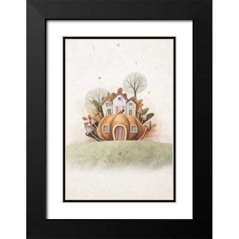 Pumpkin House Black Modern Wood Framed Art Print with Double Matting by Thai, Xuan