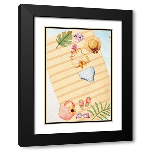 Beach Time Black Modern Wood Framed Art Print with Double Matting by Thai, Xuan