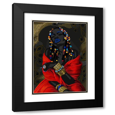 Acodonqua (Golden) Black Modern Wood Framed Art Print with Double Matting by Amihere, Lord