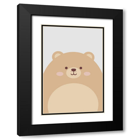 Cute Bear Black Modern Wood Framed Art Print with Double Matting by Thai, Xuan
