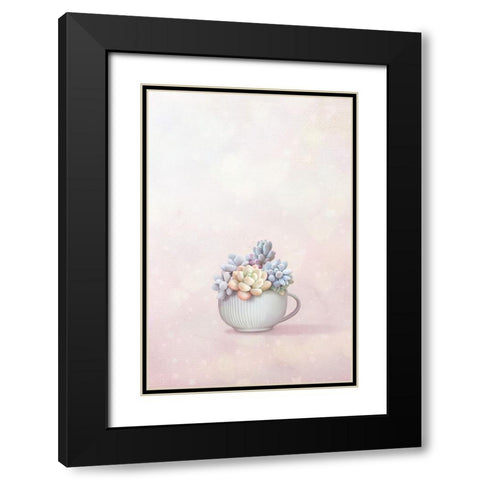 Succulent Black Modern Wood Framed Art Print with Double Matting by Thai, Xuan