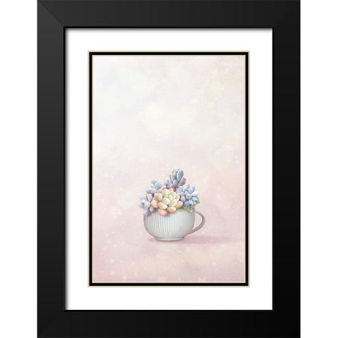 Succulent Black Modern Wood Framed Art Print with Double Matting by Thai, Xuan
