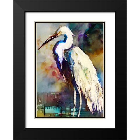 Egret After the Storm Black Modern Wood Framed Art Print with Double Matting by Day, Ruth