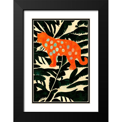 Tiger In The Jungle Black Modern Wood Framed Art Print with Double Matting by Treechild