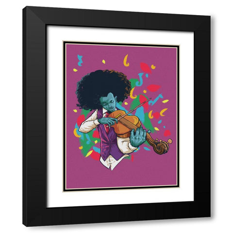 The music man Black Modern Wood Framed Art Print with Double Matting by msonthe, Joshua