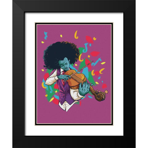 The music man Black Modern Wood Framed Art Print with Double Matting by msonthe, Joshua