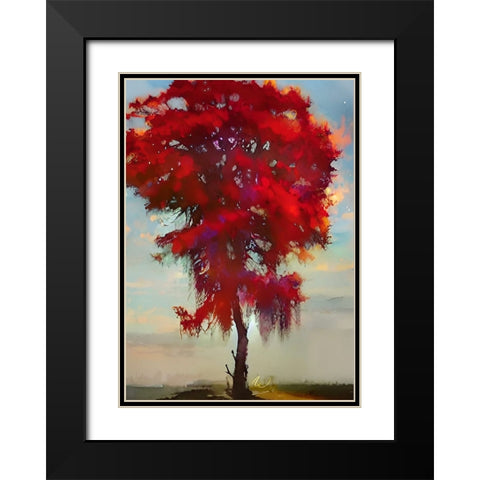 Tree of Love Black Modern Wood Framed Art Print with Double Matting by Day, Ruth