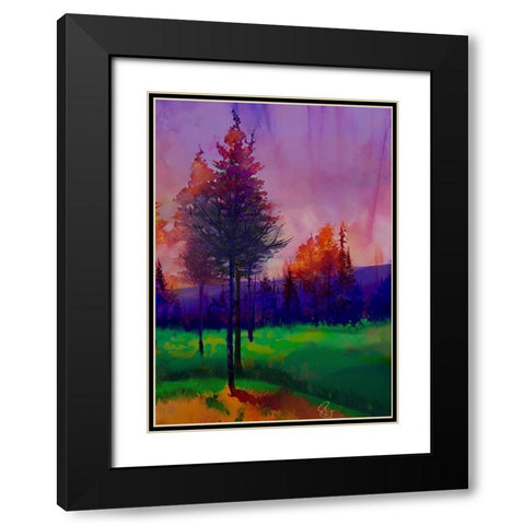 Trees at Sunset Black Modern Wood Framed Art Print with Double Matting by Day, Ruth