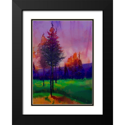 Trees at Sunset Black Modern Wood Framed Art Print with Double Matting by Day, Ruth