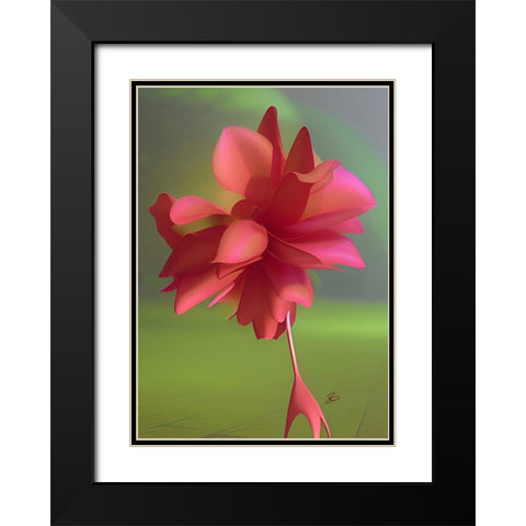 Strolling Flower Black Modern Wood Framed Art Print with Double Matting by Day, Ruth