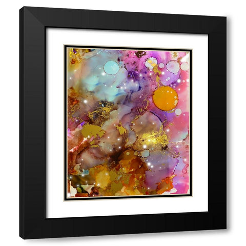 Alcohol Ink Pink Black Modern Wood Framed Art Print with Double Matting by Day, Ruth