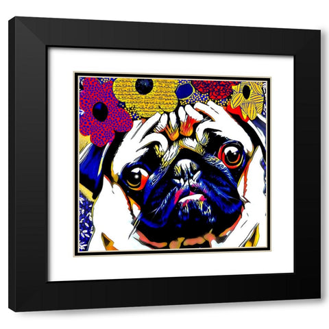 Puggles Black Modern Wood Framed Art Print with Double Matting by Day, Ruth