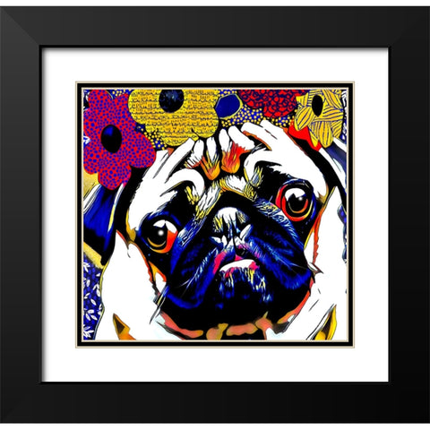 Puggles Black Modern Wood Framed Art Print with Double Matting by Day, Ruth