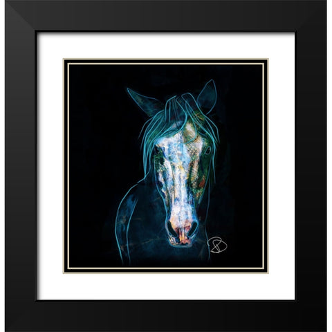 Blue Bashful Horse Black Modern Wood Framed Art Print with Double Matting by Day, Ruth
