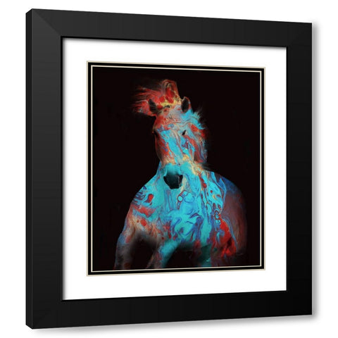 Running Bashful Horse Black Modern Wood Framed Art Print with Double Matting by Day, Ruth