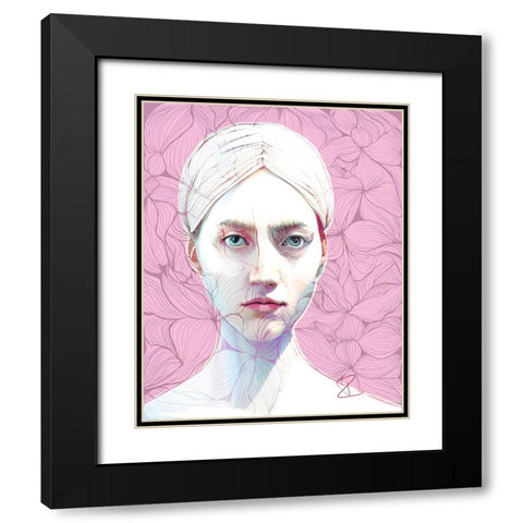 Woman with Zen Doodles Black Modern Wood Framed Art Print with Double Matting by Day, Ruth