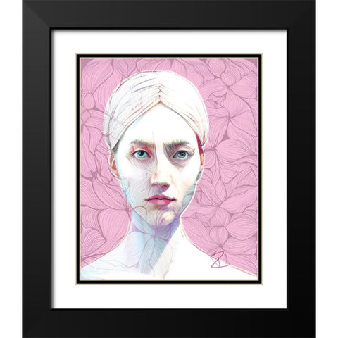 Woman with Zen Doodles Black Modern Wood Framed Art Print with Double Matting by Day, Ruth
