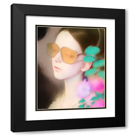 Young Girl in Glasses Black Modern Wood Framed Art Print with Double Matting by Day, Ruth