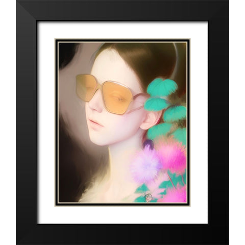 Young Girl in Glasses Black Modern Wood Framed Art Print with Double Matting by Day, Ruth