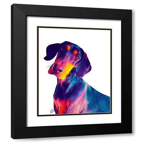 Finn Dog Black Modern Wood Framed Art Print with Double Matting by Day, Ruth