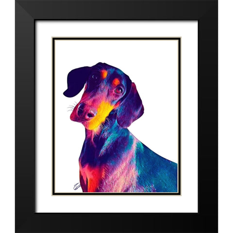 Finn Dog Black Modern Wood Framed Art Print with Double Matting by Day, Ruth