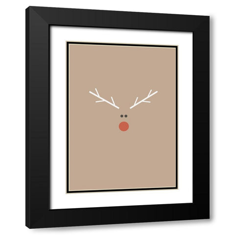 Christmas Reindeer Black Modern Wood Framed Art Print with Double Matting by N., Kristina