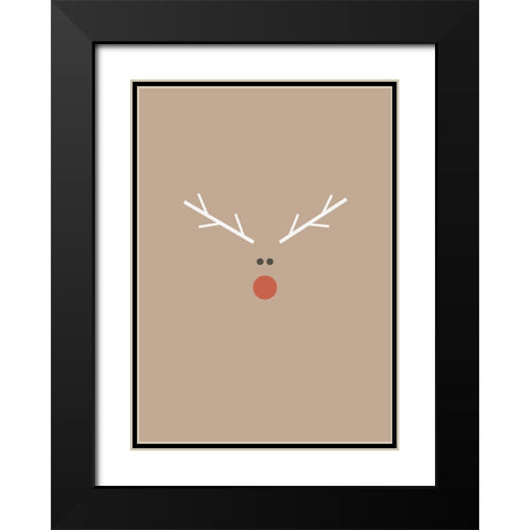Christmas Reindeer Black Modern Wood Framed Art Print with Double Matting by N., Kristina